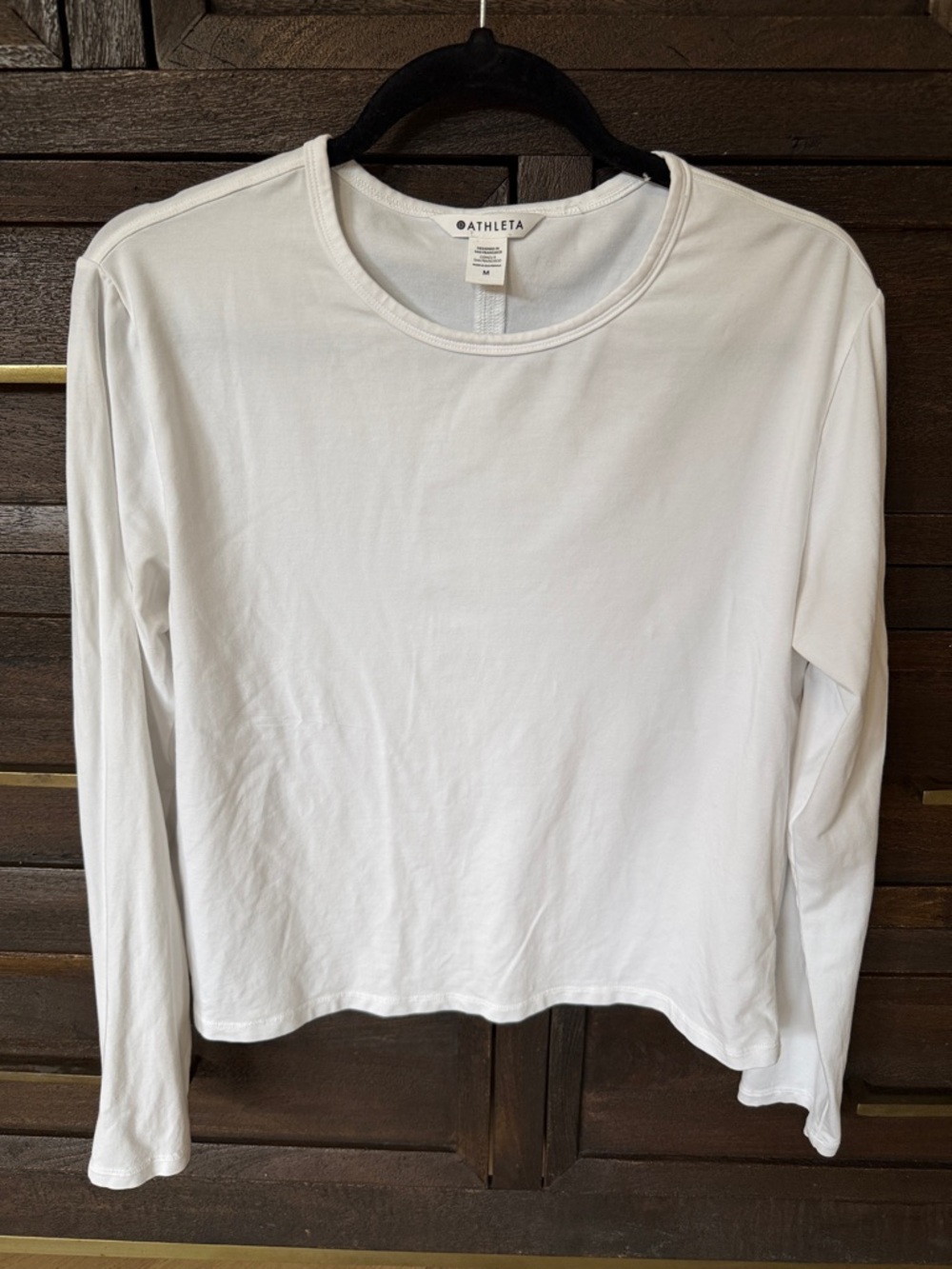 Athleta Favorite Cotton Classic White Long Sleeve Crewneck